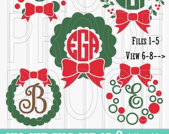 Christmas Monogram SVG Files Set of 8 cut files includes svg/png/jpg formats! Commercial use approved! Christmas svg wreath svg