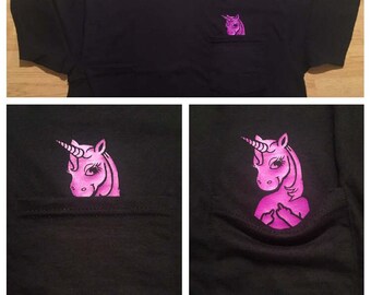 Unicorn Middle Finger Pocket T Shirt