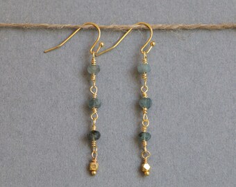 Moss Aquamarine Earrings Dangle Earrings March Birthstone Gemstone Earrings