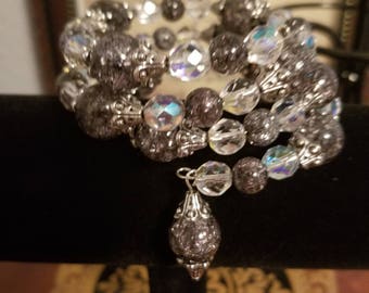 Glass beaded bracelet made on memory wire.