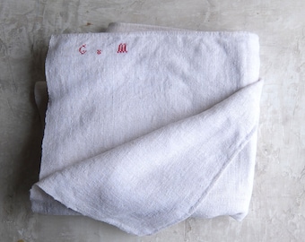 Old french linen tea towel