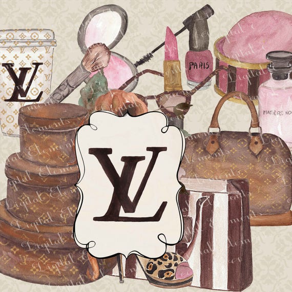 Watercolor Fashion Clipart Watercolor Louis Vuitton Clip Art