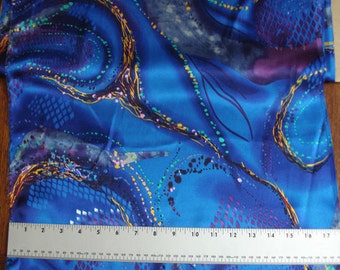100% Silk Charmeuse Prints - Aquamarine