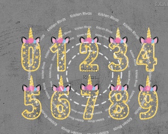 unicorn numbers etsy
