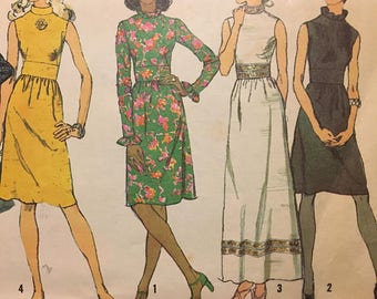Gorgeous Vintage Evening Dress With Midriff and Sleeve Options---Simplicity 5095---Size 16 Bust 38