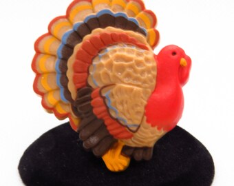 Turkey Pin Brooch Vintage Thanksgiving Fall Hallmark Plastic Holiday