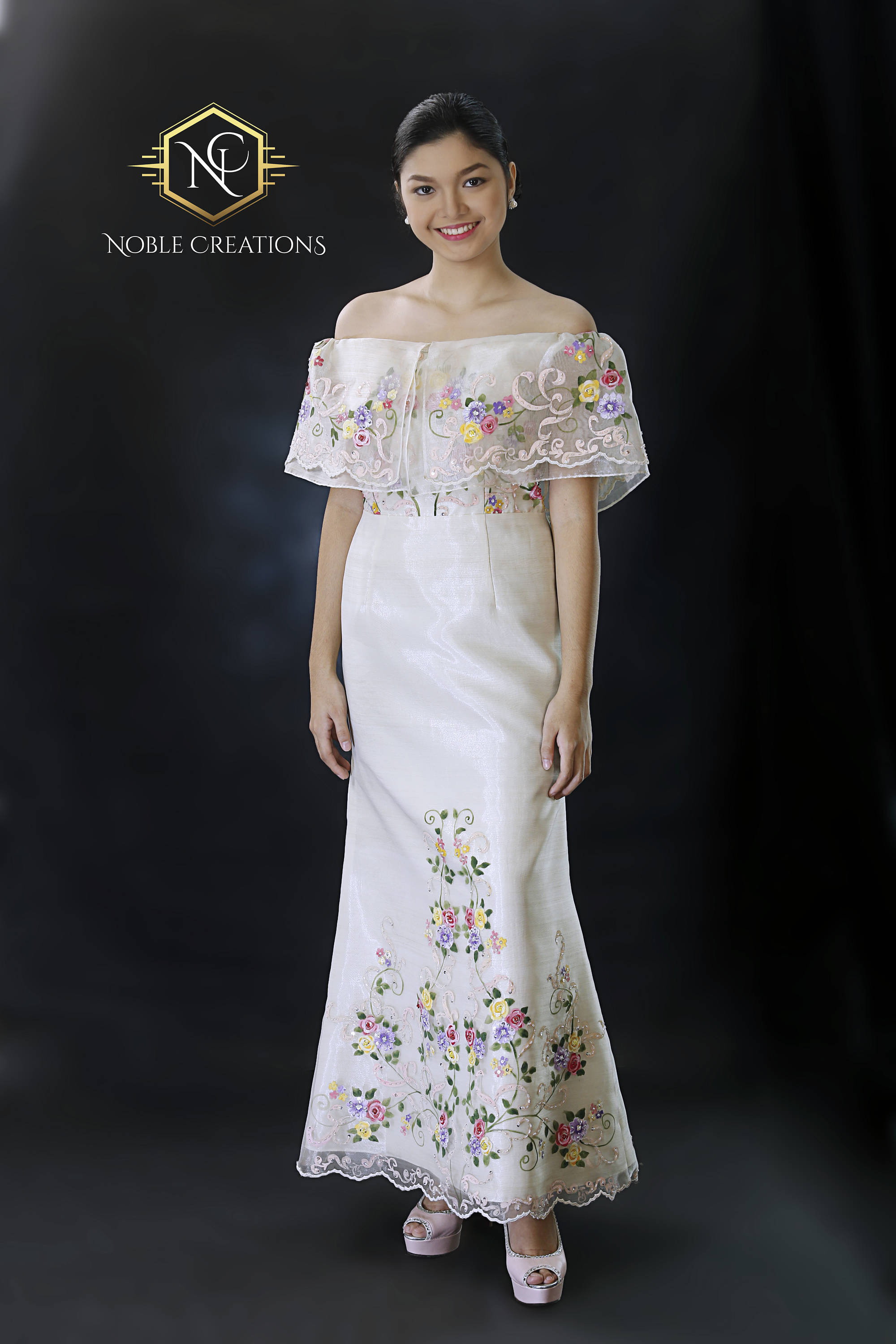 FILIPINIANA Dress  Hand painted and Embroidered Maria Clara 