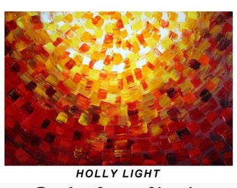 HOLLY LIGHT Original Abstract Modern Religious Impasto Palette Knife Oil Painting CUSTOM Art by Luiza Vizoli 48x30