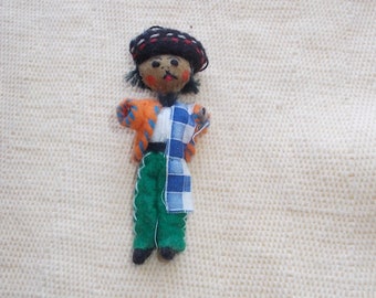 Vintage Hand Made Mexican Cloth Christmas Ornament-Mexican Man-Sombrero-Serape-FREE SHIPPING!!