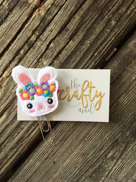 Bunny with flowers Clip/Planner Clip/Bookmark.