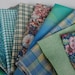 One Pound Blue -Green Fabric Scraps -- Blue -Green -- cotton fabric