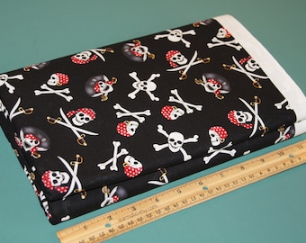 1 Yard Novelty Cotton Fabric Pirate Skulls on Black