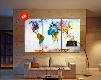 world map art print print on canvas wall art Large world map art print art artwork large world map Print home office decoration