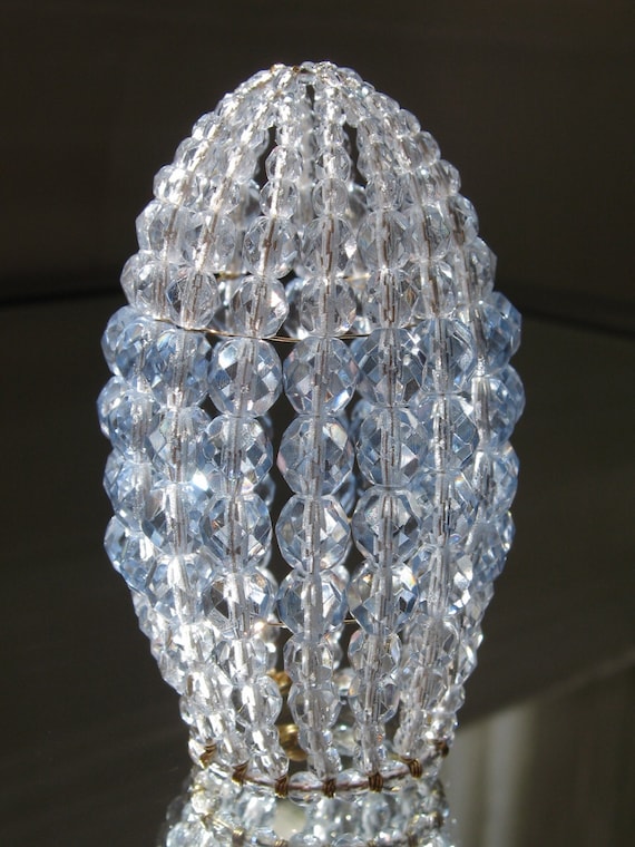 Small Faceted Ice Blue Beaded Light Bulb Cover Chandelier Small Faceted Ice Blue Beaded Light Bulb Cover Chandelier