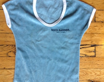 Vintage Busch Gardens Tampa Florida poly-cotton shirt ladies