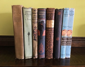 Vintage Books Shelf Decor Books Decorative Books Antique Book Old Book Boys Room Horatio Alger Set of Books Vintage Book Lover Gift Book Set