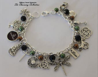 Jamie and Claire Charm Outlander Book Series, Outlander BOOK INSPIRED Jewelry, Scotish Color Outlander Claire and Jamie, Outlander Book Gift