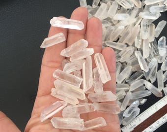 Quartz Crystal Points, Bulk Lots Clear Quartz Crystals 5-8mm thick 1” avg length, Small Crystals, Brazilian Quartz, Lemurian Seed Crystals