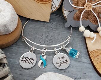 TW-4 Eating Disorder Recovery Jewelry Awareness Clean Date Bracelet Gift For Her Addiction Recovery Jewelry I Am Enough Perfectly Imperfect