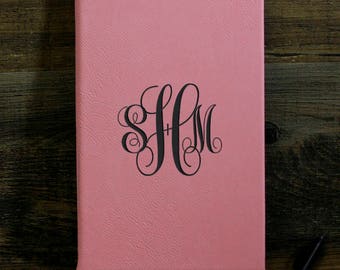 Monogrammed Leather Journal, Engraved Journal, Lined Journal, Personalized Notebook, Customized Leather Gift, Custom Leatherette Journal