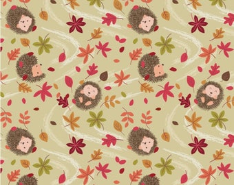 Autumn in Bluebell Wood from Lewis + Irene - Full or Half Yard of Little Hedgehogs and Leaves