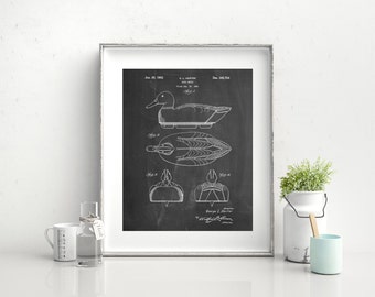Duck Decoy Patent Poster, Duck Hunting, Gifts for Hunters, Cabin Decor, PP0161