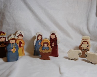 Hand Painted Wooden Nativity Set