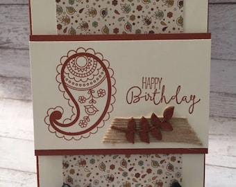 Birthday Card, Paisley Birthday Card, Happy Birthday, Handmade Card, Fall Colors, Stampin' Up! Paisley & Posies