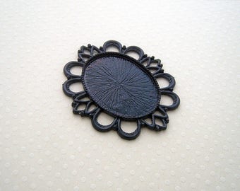 Pendant black oval cabochon 30 x 40 mm - SCABON3040 9985