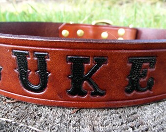 Leather Name Dog Collar, Engraved Dog Collar, Personalized Leather Dog Collar, Large Dog Collar, Medium Dog Collar