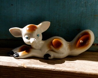 Vintage fat tailed Deer 50's 60's made in Japan funny fawn 1950's 1960's woodland animal figurine
