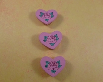 Vintage soft pink Rose Heart button covers