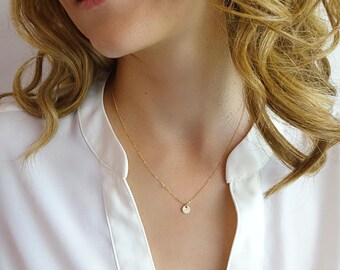 Small disc necklace - Everyday necklace - Dainty jewelry - Dainty gold necklace - Layering necklace