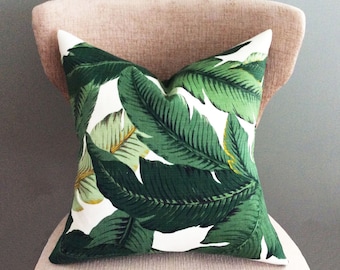 Palm leaf pillow, Decorative pillow cover, Throw pillow cover, Green pillow cover, Accent Pillow, Indoor or Outdoor pillow cover