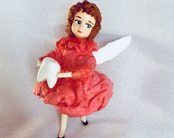 Tooth fairy. Vintage Inspired Spun Cotton. Spun cotton ornaments. Handmade doll miniature. Christmas toy. Spun cotton retro. Gift baby.
