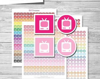 TV Stickers, Printable TV Stickers, TV Planner Stickers, Printable Television Stickers, Printable Television Planner Stickers - PS58