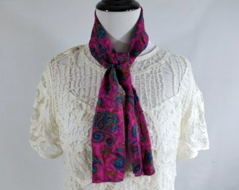 Vintage Paisley Scarf, Purple Paisley Scarf, Purple Paisley Bandana, Vintage Head Scarf, Vintage Silk Scarf, Paisley Scarf, Women's Scarf