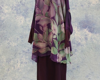 Purple Handpainted Silk Mother of the Bride Formal Dress 2 Piece SAMPLE SALE!