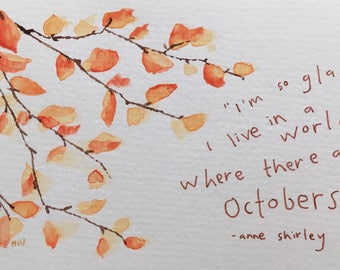 October Watercolor Print