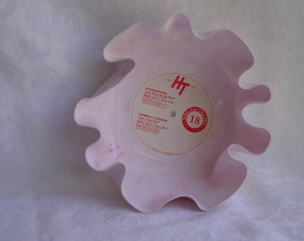 White/Pink Marbled Colored Vinyl Record Bowl