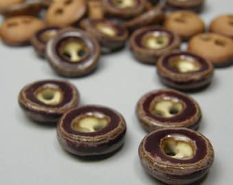 tiny ceramic buttons--burgundy marsala
