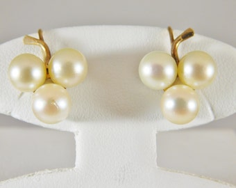 14kt Antique Triple Pearl Earrings
