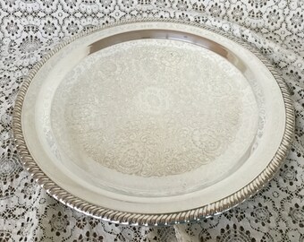 Silver plate tray, vintage, Leonard, 15 1/2"