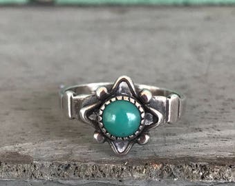 Size 4.25 Bell Trading Post Sterling Silver Greenish Turquoise Ring