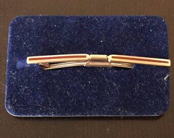 Vintage Gold and Red Enamel Collar Clip - 2 1/2 Inches Long