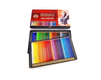 Koh I Noor Mondeluz aquarell colored pencil set 72 pencils water soluble crayon 3727 3726 artist drawing sketching colouring metal case tin