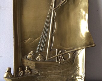 Solid Brass Paperweight /Dish / Office Decor / Nautical Brass Plate / Solid Brass Philadelphia Mfg. Co.