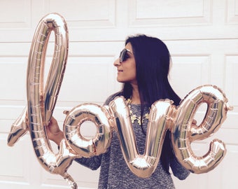 40 inch "LOVE" Foil Balloons - Rose Gold Balloon Bachelorette Party Wedding Anniversary Valentines Day Decoration Event Bridal Shower