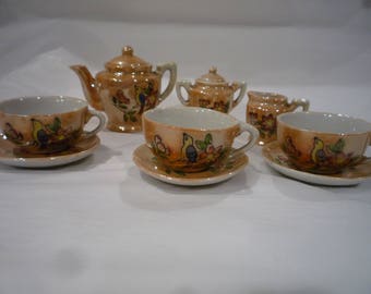 Child's china tea set, Child's play tea set, toy tea set,