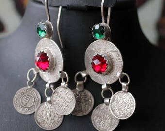 Reserved for Alexandra, please not buy. Old Moroccan Berber Ethnic Earrings with Coins